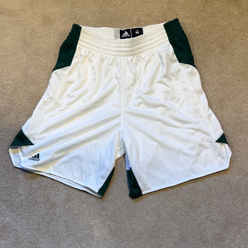 Adidas Women’s White and Green Basketball Shorts